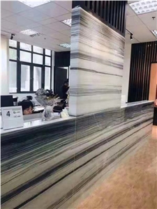 Super White Black Line China Equator Marble Slabs