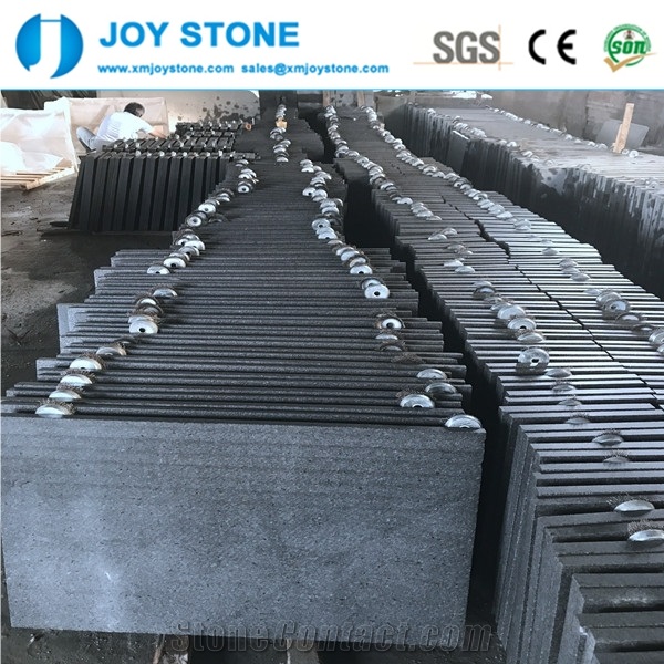 G684 Black Basalt Stone Cladding Wall Tiles Flamed