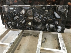 Black Agate Semiprecious Slabs, Gemstone Tiles