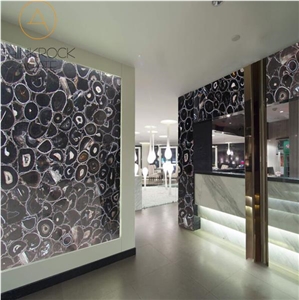 Black Agate Semiprecious Slabs, Gemstone Tiles