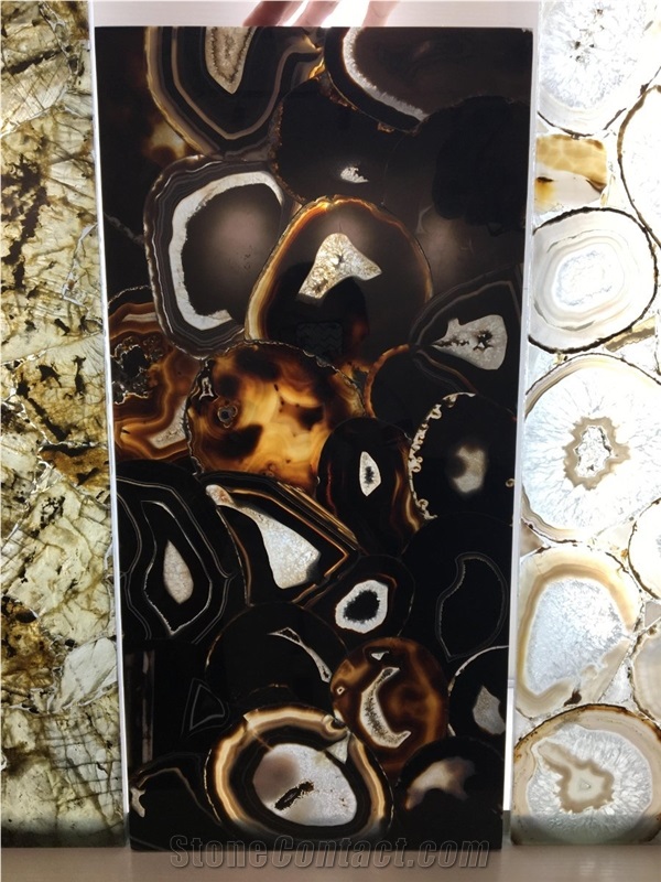 Black Agate Semiprecious Stone Slabs,Gemstone Slab