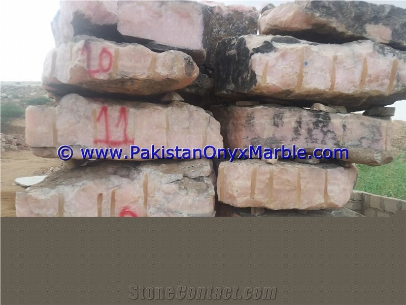 Afghan Pink Onyx Blocks, Natural Stone Blocks