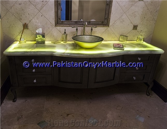 Backlit Onyx Bathroom Vanity Tops & Vessel Sinks