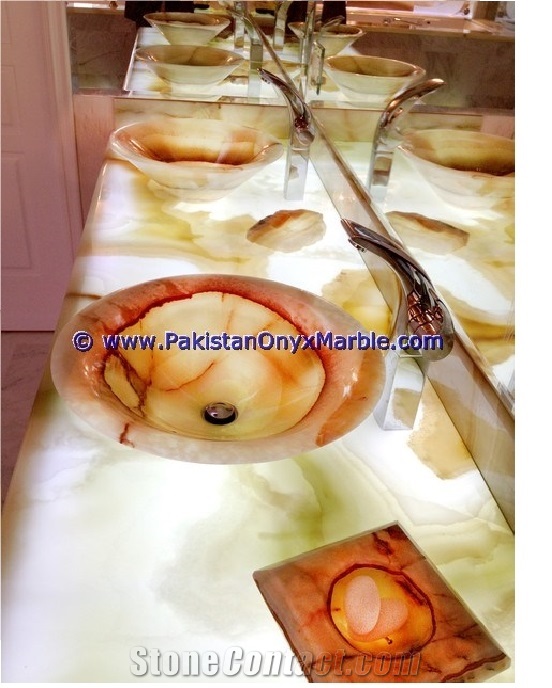 Backlit Onyx Bathroom Vanity Tops & Vessel Sinks