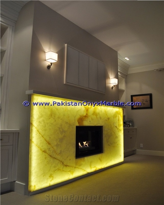 Backlit Onyx Fireplaces