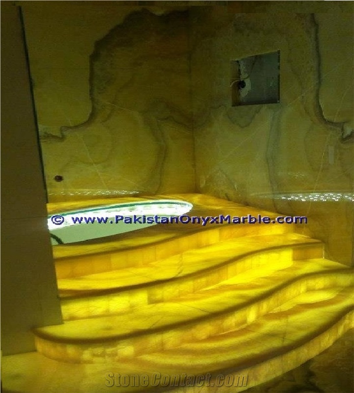 Backlit Onyx Stair Steps Risers