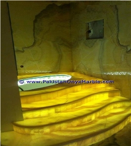 Backlit Onyx Stair Steps Risers