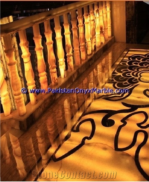 Backlit Onyx Stair Steps Risers