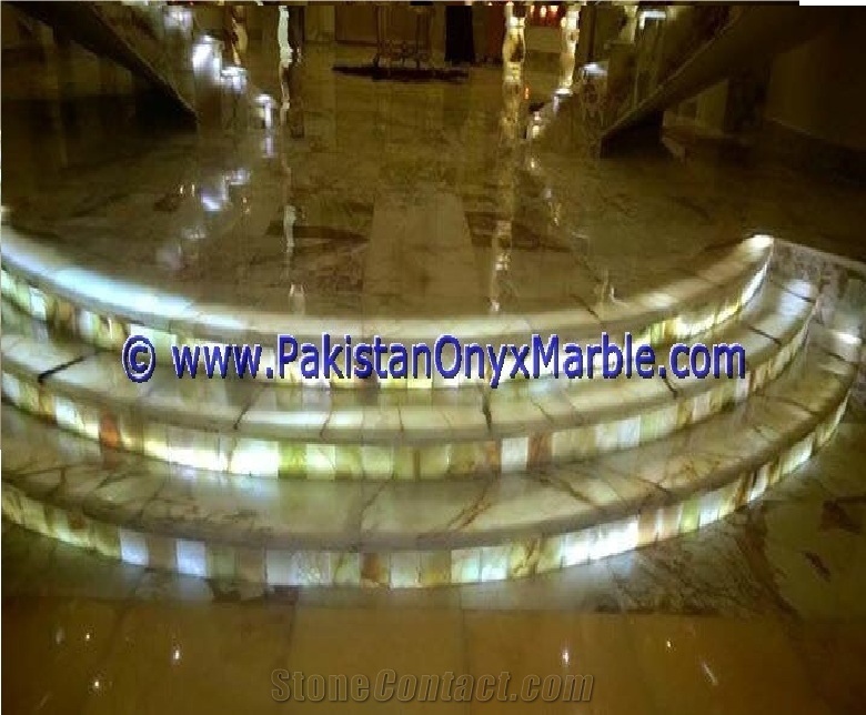 Backlit Onyx Stair Steps Risers