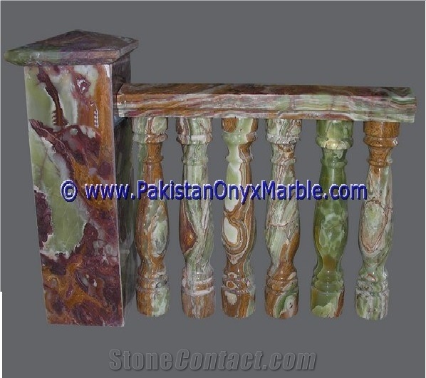 Multicolor Green Onyx Balustrade, Onyx Handrailing