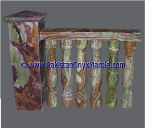 Multicolor Green Onyx Balustrade, Onyx Handrailing