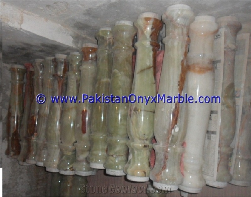 Multicolor Green Onyx Balustrade, Onyx Handrailing