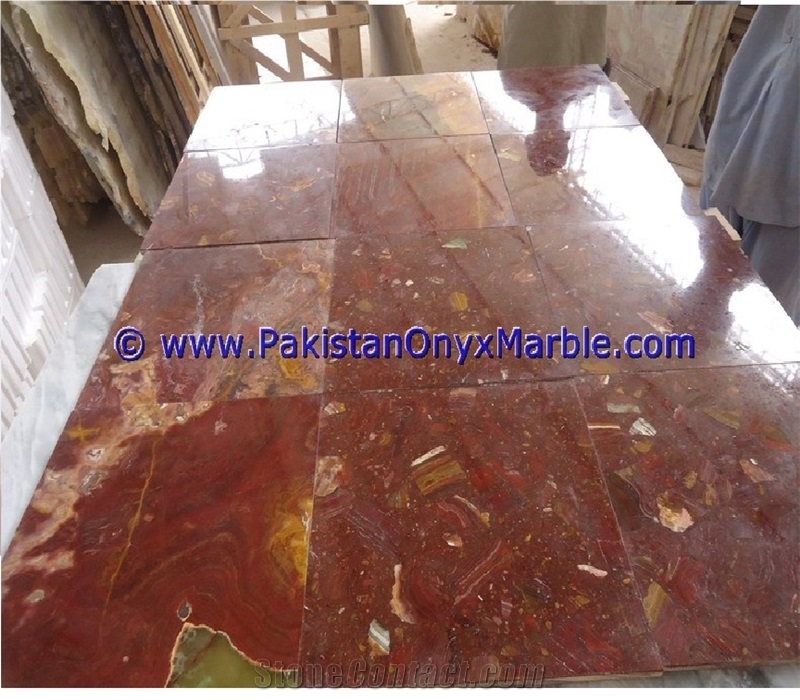 Red Onyx Tiles, Slab