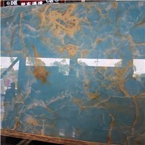 Backlit Wall Blue Onyx Slabs