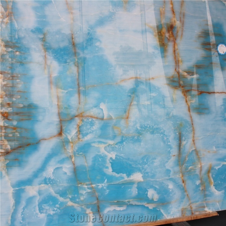 Backlit Wall Blue Onyx Slabs