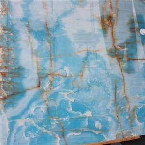 Backlit Wall Blue Onyx Slabs