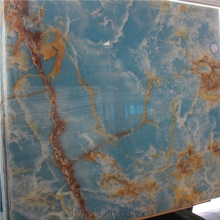 Backlit Wall Blue Onyx Slabs