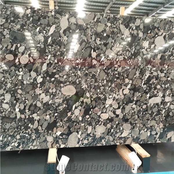 Black Mosaic Granite Slab