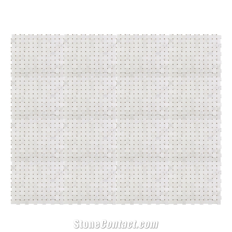 Building Materials Thassos White Basketwave Mosaic