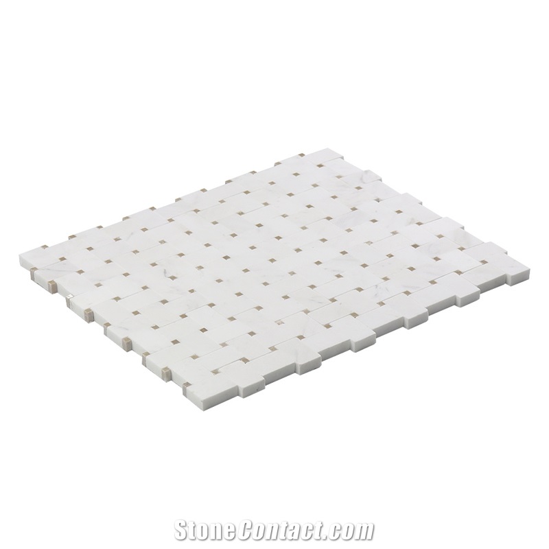 Building Materials Thassos White Basketwave Mosaic