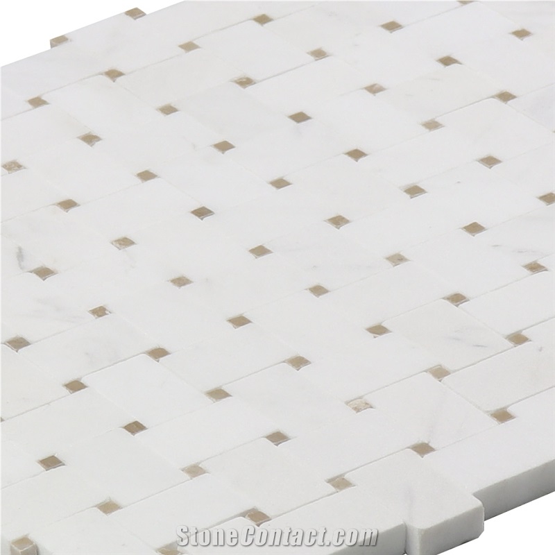 Building Materials Thassos White Basketwave Mosaic