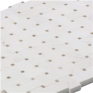 Building Materials Thassos White Basketwave Mosaic
