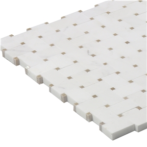 Building Materials Thassos White Basketwave Mosaic