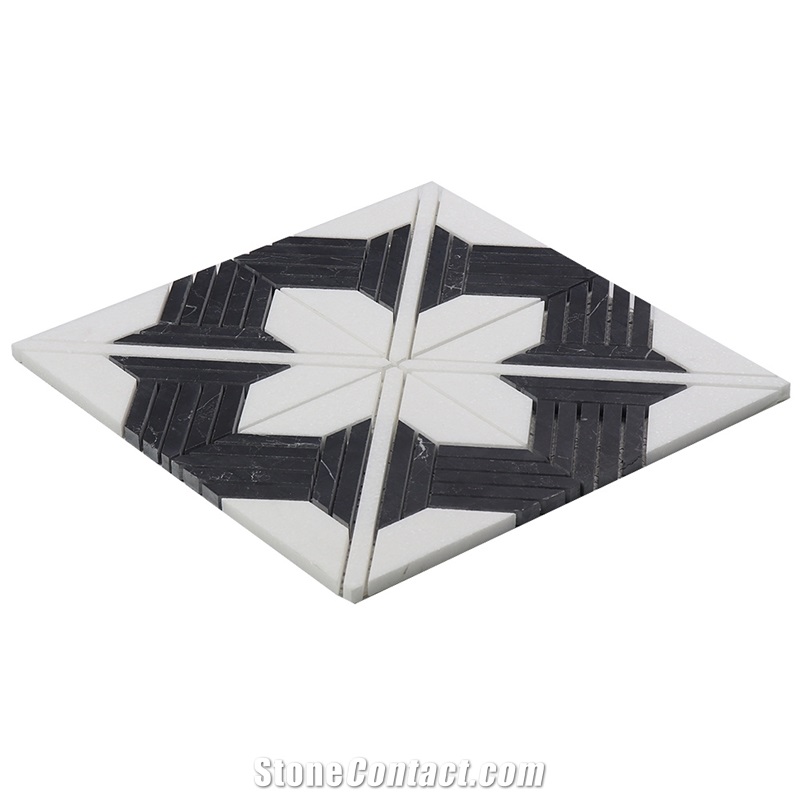 Good Quality Flower Design Thassos Marble Mosaic