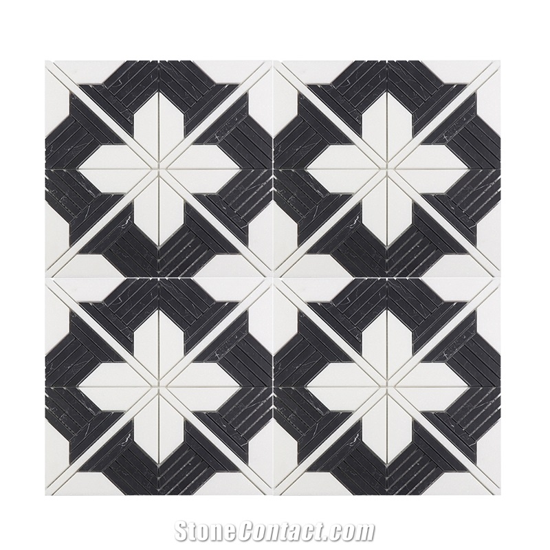 Good Quality Flower Design Thassos Marble Mosaic