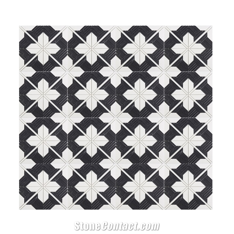 Good Quality Flower Design Thassos Marble Mosaic