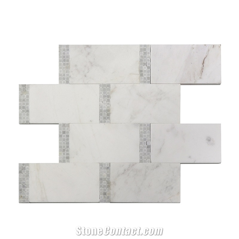 Thassos Brick Design Mosaic Tile