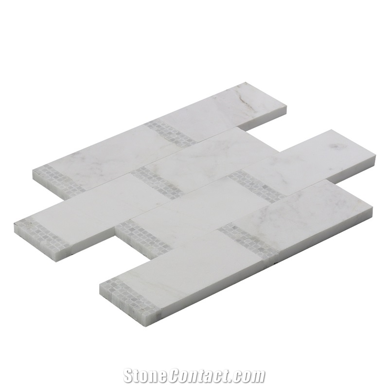 Thassos Brick Design Mosaic Tile