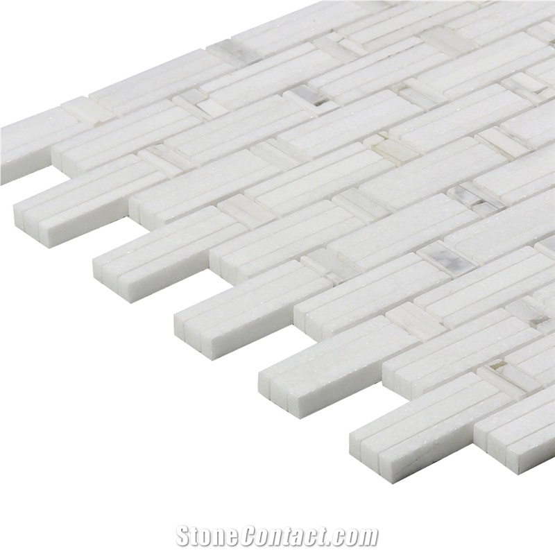 Thassos White Mini Brick Pattern Marble Mosaic