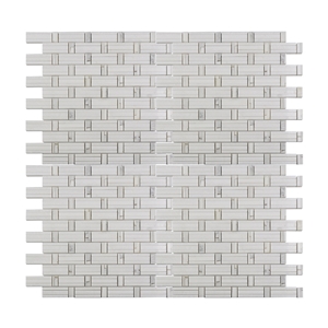 Thassos White Mini Brick Pattern Marble Mosaic