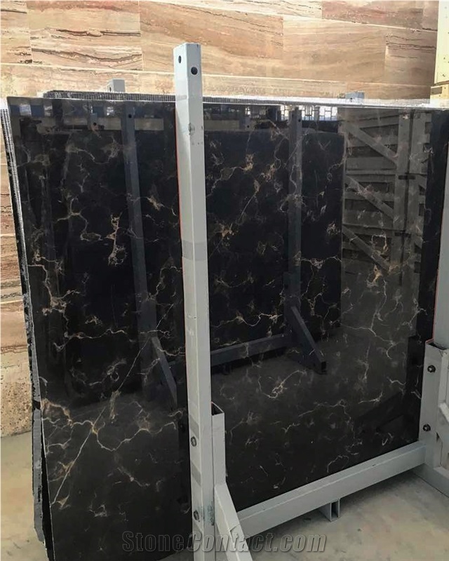 Golden Movro Marble Block, Iran Black Marble