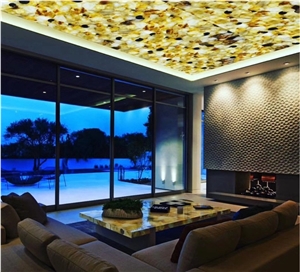 Customized Large Yellow Agate Stone Slabs