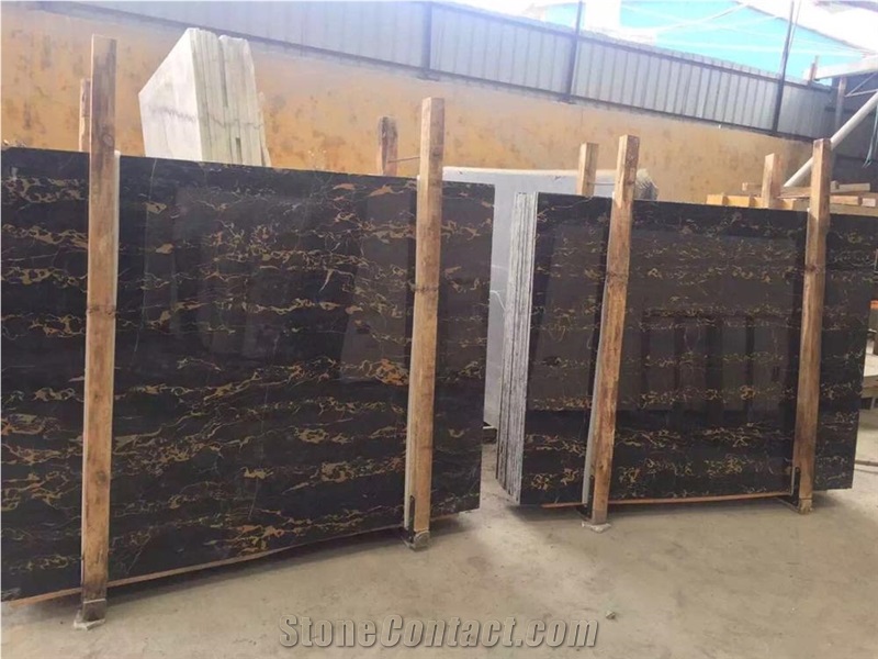 Italian Black and Gold Marble Slabs