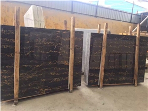 Italian Black and Gold Marble Slabs