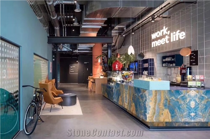 Natural Bule Onyx Stone Bar Top,Commercial Counters