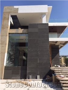 Black Flamed Basalt Wall Application