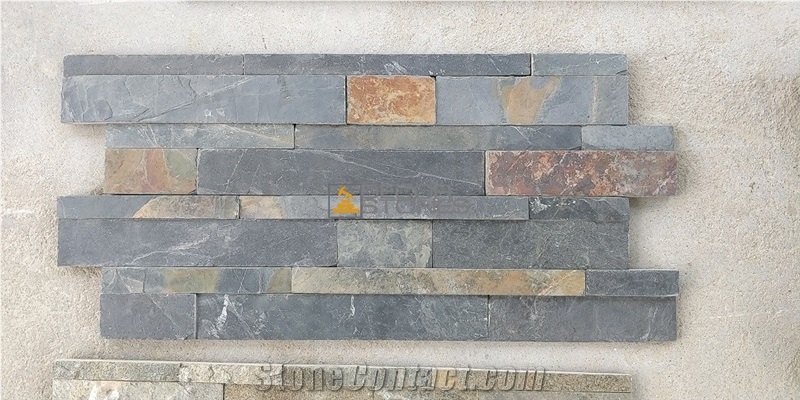 Jak Multicolor Black Slate Ledge Stone Panels