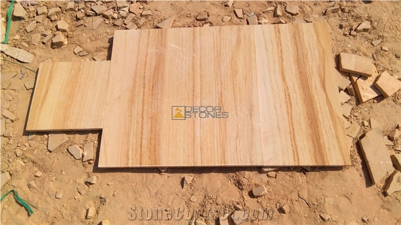 Teakwood Sawn Smooth Sandstone Paving Slabs