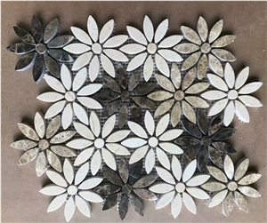 Beige Marble Light Emperador Flower Mosaic Tile