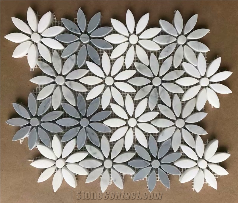 Beige Marble Light Emperador Flower Mosaic Tile