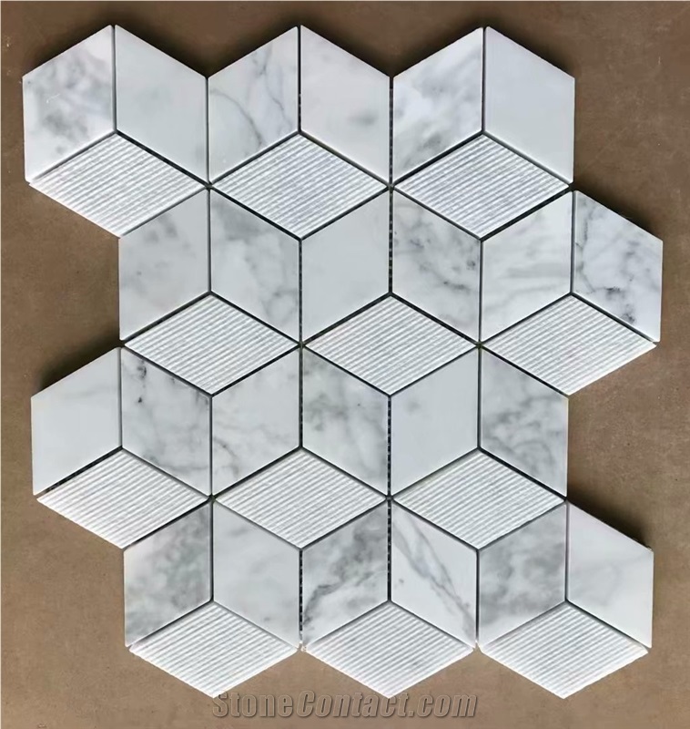Carrara White Marble Triangle Mosaic Tile Price