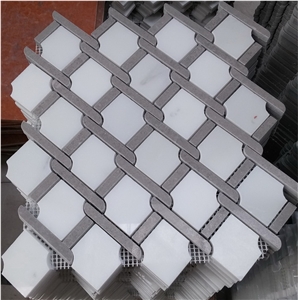 Polished Bianco Carrara Marble Mosaic Floor Tile