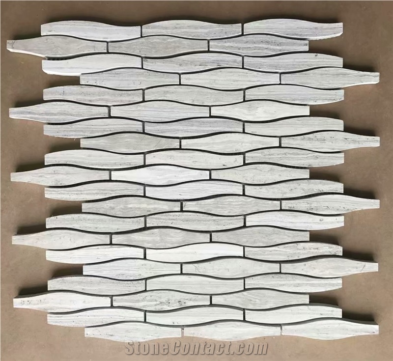 Polished Wooden White Marble Mosaic Tile Price