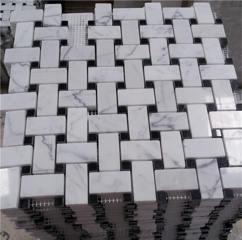 Pure White Basketweave Marble Mosaic Tile Price