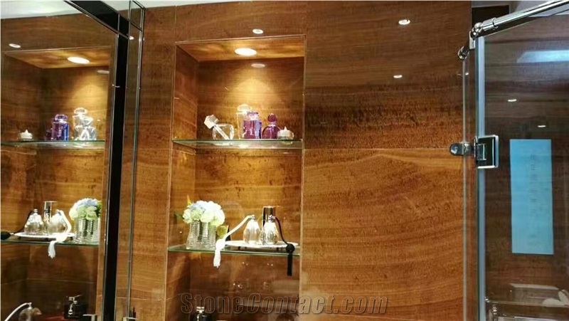 Red Wood Grain Onyx Slabs & Walling Flooring Tiles