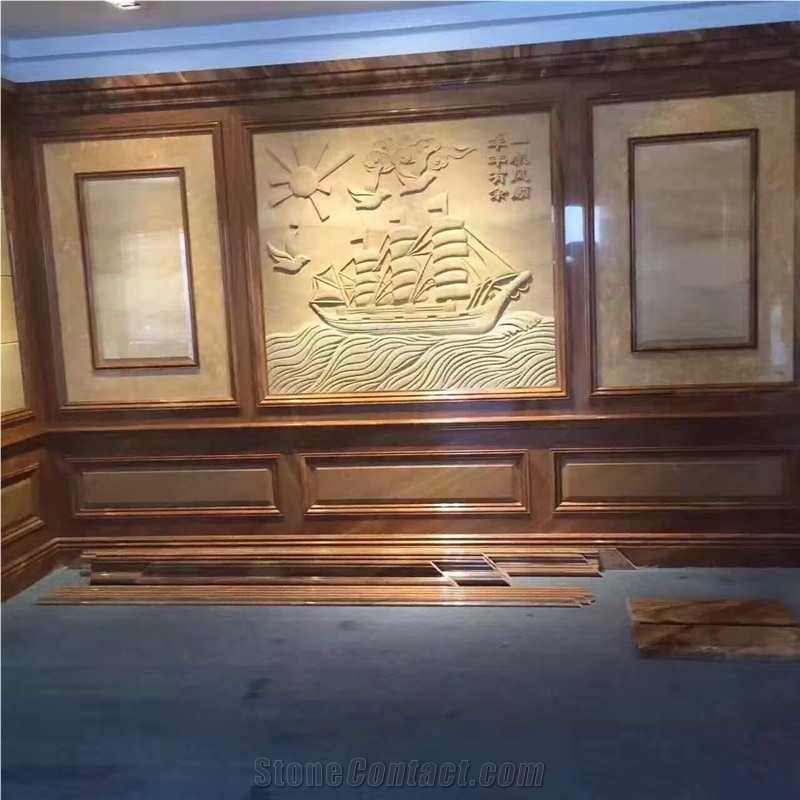 Red Wood Grain Onyx Slabs & Walling Flooring Tiles